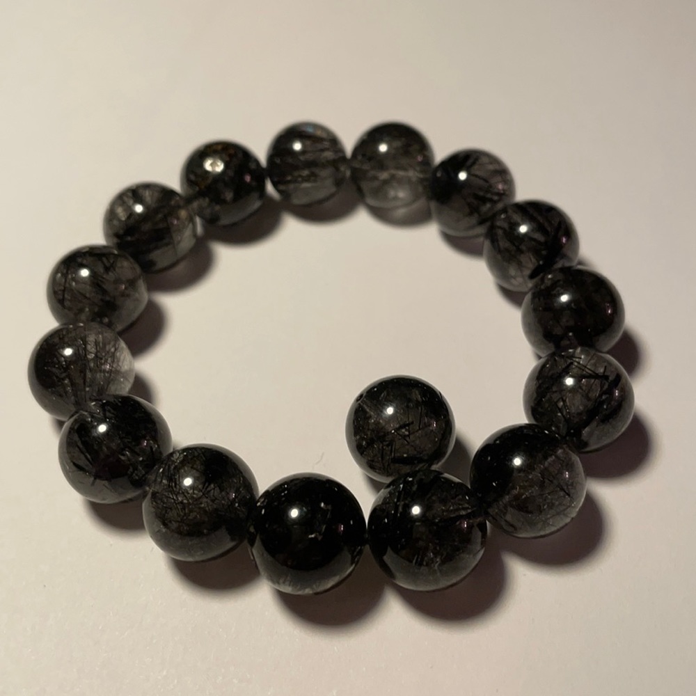13 MM high quality natural black rutilated quartz bracelets